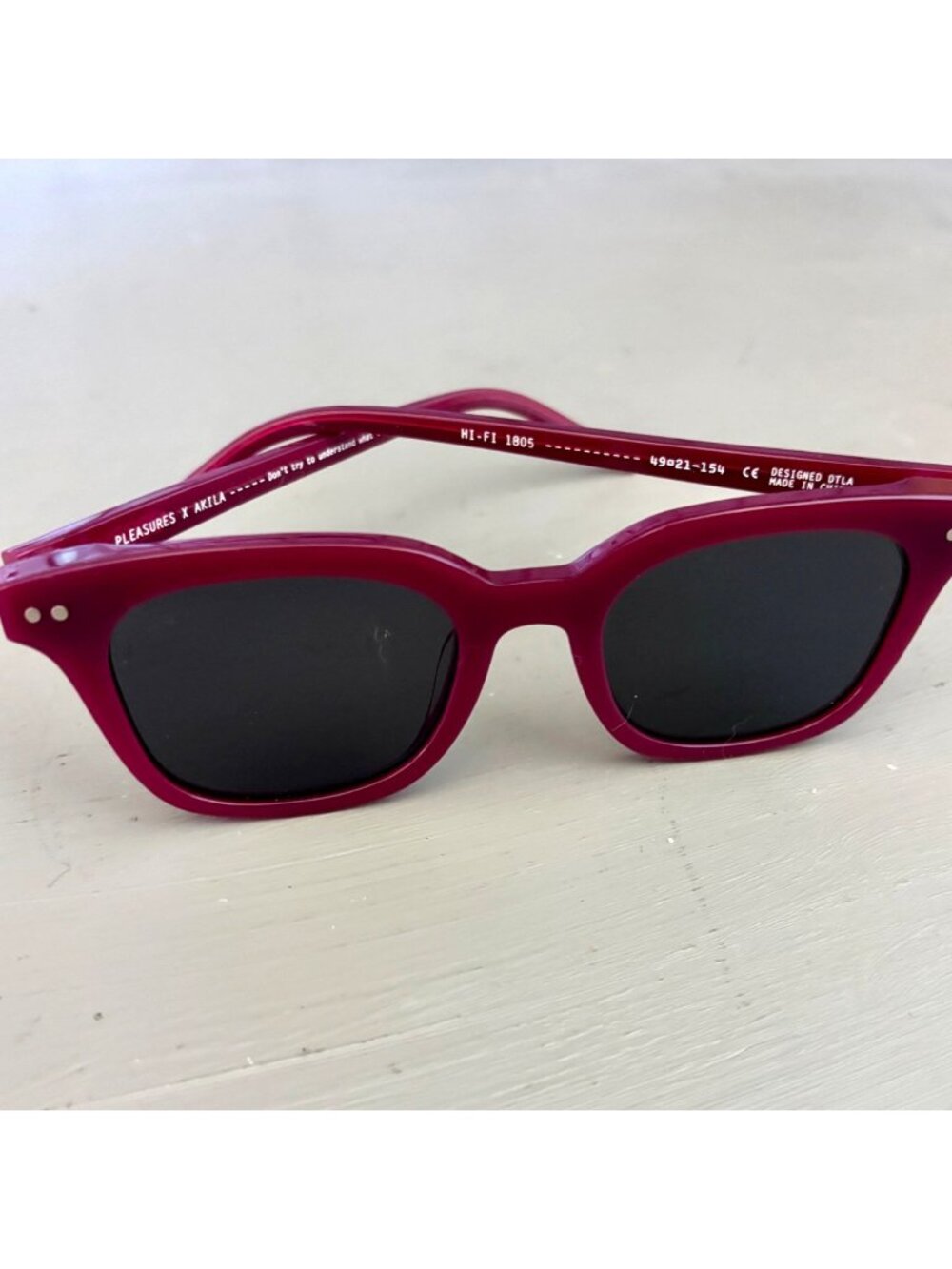 Authentic PLEASURES x AKILA HiFi Sunglasses Purple Berry Pink Etched 49mm Rare